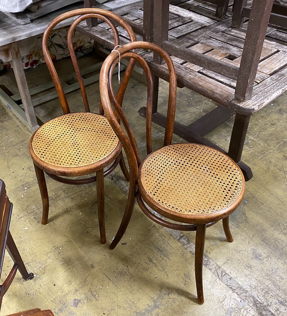 A pair of Bentwood Thonet style cane seated chairs